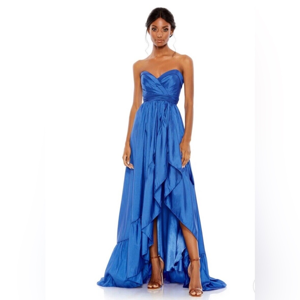 Mac Duggal Asymmetrical Strapless Sweetheart Gown